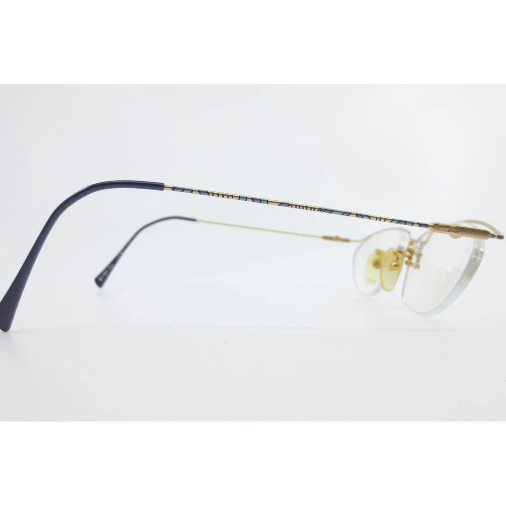 Jet Set 759 Eyeglass Frames Gold Blue Patterned Rimless 54-17-135 Col 406